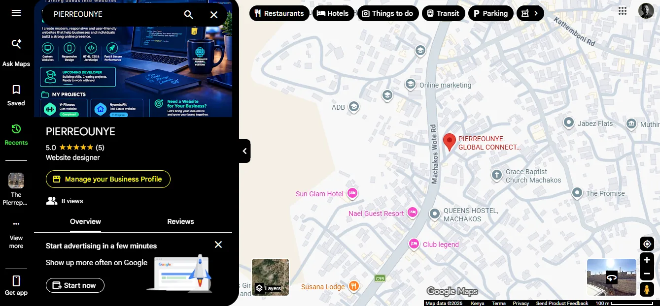 Google Business Profile listing for Pierreounye in Machakos