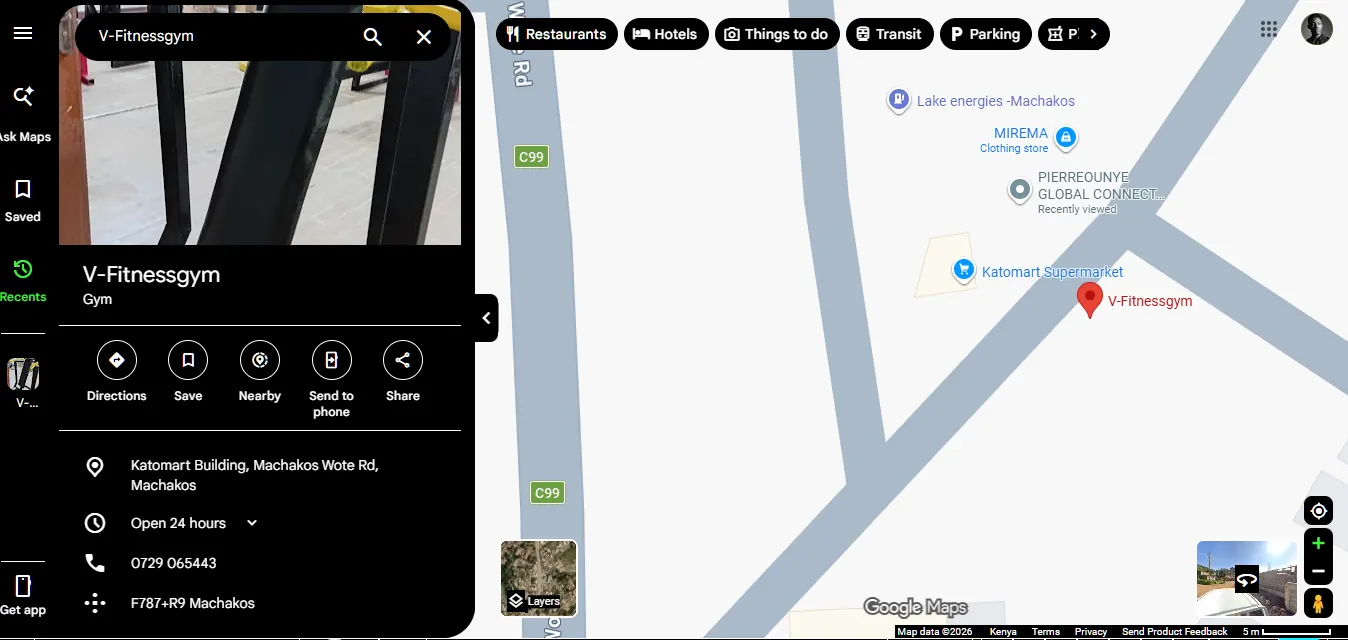 Google Business Profile listing for V-Fitnessgym in Machakos